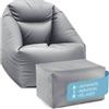 Lumaland CrozyAir - Set di poltrone gonfiabili e sgabello per esterni, come pouf e ripiano, regolabile a 5 camere da campeggio, lavabile, impermeabile e fino a 150 kg, gonfiabili