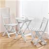 KAIHAOWIN Set da bistrot pieghevole per esterni, tavolo e sedie per 2 piccoli mobili, 3 pezzi, veranda, cortile, balcone, giardino, patio, bianco