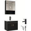 YINXSLO Mobile Bagno Sospeso 50cm con Lavabo e Specchio a Armadietto