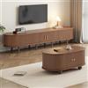 TIZZ Mobile TV per soggiorno con spazio di archiviazione + tavolino, 2 set combinazione in legno di noce originale MDF