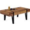 IDMarket - Tavolino 1 cassetti vintage legno scuro e ante nere AUSTRIA