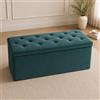 NARCISO - Pouf Contenitore Rettangolare da 76cm, Cassapanca Contenitore da Interno per Camera da Letto e Ingresso in Pregiato Velluto che Risalta alla Vista ed al Tatto (Ottanio)