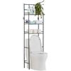 HANFU Mobile Sopra WC, Scaffale Sopra Toilette a 3 Livelli | Mensola Portaoggetti Indipendente Metallo, Mobile Bagno Sopra WC Salvaspazio Multifunzione, Scaffale Sopra Lavatrice, Nero