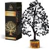 FASHIONZAADI Black Tourmaline Feng Shui Bonsai Chakra Tree Healing Crystals Gemstone Trees Reiki Stones Good Luck Home Office Décor Health Prosperity Size 10-12 inch (Silver Wire)