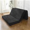 MAXYOYO Materasso pieghevole in corduroy, materasso da terra pieghevole in tre parti, spessore 10 cm con rivestimento lavabile, pieghevole in tre, salvaspazio per gli ospiti (nero, singolo)