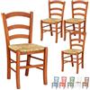 VIRSUS Set 4 Sedie Paesana in Legno con Seduta in Paglia, Misura 43x42x86 cm, Sedia Tradizionale Robusta, per Casa, Cucina, Agriturismo, Ristorante, Made in Italy (Ciliegio)