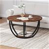 HOMERECOMMEND Tavolino rotondo da caffè,Tavolino rotondo con 2 animali, tavolino da caffè con scaffalature, tavolo da soggiorno, tavolino da divano, tavolo per ufficio di casa, marrone rustico