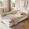 Kebnor Letto singolo imbottito, 90 x 200 cm, con testiera imbottita e protezione anticaduta, gambe in legno massello, velluto, beige