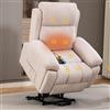 AISALL Poltrona relax con supporto per alzarsi, poltrona massaggiante elettrica con funzione termica, 2 tasche laterali e portabevande invisibile, per anziani, poltrona per TV (beige)