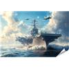 islandburner Prime XXL - Poster con portaerei con aerei da combattimento in azione in mare aperto, immagini premium