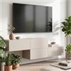 Planetmöbel Mobile TV da 280 cm, set di mobili bassi | TV da 65 pollici, tavolo per TV da soggiorno, molto spazio, sospeso, 2 mobili TV 140 x 30 x 37,5 cm, cashmere