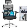 MELOKEA 200kg Portata Sedia da Ufficio Ergonomica per Persone Pesanti, Sedia XL Grande per Obesi con Supporto Lombare Automatico, Braccioli 3D, Inclinazione 122°, EN12520 (Nero)