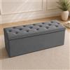 NARCISO - Pouf Contenitore Rettangolare da 76cm, Cassapanca Contenitore da Interno per Camera da Letto e Ingresso in Pregiato Velluto che Risalta alla Vista ed al Tatto (Grigio Scuro)