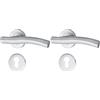 Yale Set di maniglieT-Wavy in acciaio inossidabile per porta con rosetta per cilindro europeo 35-S1TW-RRCY-88-3101, satinate, design moderno, adatto per porte interne ed esterne (Confezione da 2)