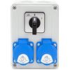 ELS Elektrotechnika Splitter di corrente di costruzione con interruttore 0-1 e prese 2x 230 V, cablato, pronto per essere collegato per garage, officina, ambienti umidi, fabbrica