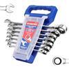 WORKPRO Set di chiavi combinate metriche, 7 pezzi, 8 mm, 10 mm, 11 mm, 12 mm, 13 mm, 14 mm, 17 mm, 12 punte, in acciaio CR-V, con organizer