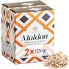 Caffetti 250 gr Cristalli di Sale Marino Affumicato Maldon, Fiocchi di Sale Croccante Smoked Sea Salt Flakes Condimento per Pesce, Verdure, Piatti Grigliati, Carne - 2 x 125 gr