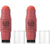 Rimmel London Multi-Tasker Blush'N'Brush Stick, colore modulabile, resistente all'acqua, pennello integrato, scorre facilmente, 8g, 250 CORAL DUST (Confezione da 2)