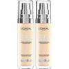 L'Oreal Paris Fondotinta liquido L'Oreal Paris True Match, cura della pelle infuso con acido ialuronico, SPF 17, disponibile in 40 tonalità, lino da 1, 5 N, 30 ml (la confezione può variare) (Confezione da 2)