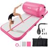 VEVOR Tappetino Gonfiabile Lunghezza 3m con Cilindro per Ginnastica Rosa | con Pompa, Barile 60x100cm, Attrezzatura per Esercizio Fisico, Danza Artistica, Acrobazie, per Soggiorno, Palestra, Giardino