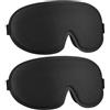 YLK Maschera da notte da uomo/donna, 3D, maschera da sonno laterale anti-luce, leggera e traspirante, elastica regolabile (zNero/Nero)