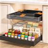 PNNP Cassetto Estraibile Cucina: Cassetti Telescopico Armadio - Cestelli Estraibili per Cucina a Larghezza Regolabile (32-53 cm L x 43 cm P x 7 cm A) - Nessuna Foratura | Nero