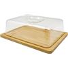 VIRSUS Tagliere in Legno di bambù con Coperchio, Misura 24x18,5x8,5 cm, Vassoio con Maniglia, Piatto da servita per Formaggi, Salumi, Snack, Aperitivo -5998F (Rettangolare)