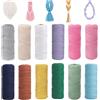 Mhwgo Filato di Cotone Macramè, 2mm Macrame Corda,Filo Macrame Cordoncino Grosso Colorata, Naturale Corda di Cotone Intrecciata per Artigianato Fai da Te, Decorazioni Boho (12PCS-1mmx65m)