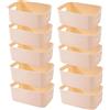 EURXLQ 10 pezzi mini Cestino Portaoggetti in Plastica con Maniglie 15×11×5 cm Organizzatore Bagno Cestini per Armadietto Cucina Cestino Portaoggetti in Plastica per Bagno Cucina (Beige)