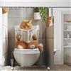 ASDCXZ Tenda da Doccia Divertente con Gatto 90x180 cm, Carino Gattino Lettura Giornale Bambini Bagno Impermeabile Tenda da Bagno Poliestere Tessuto Lavabile Tende Doccia per Vasca con 6 Ganci