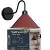 LEDSone Applique da parete vintage nero E27, attacco a vite industriale a parete, con collo di cigno, a forma di cono, applique da parete per decorazione domestica, illuminazione interna