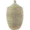 YAADU Cesto per biancheria con coperchio 100L - Raccoglitore per biancheria XXL, cesto con coperchio grande, scatole per biancheria, cesto africano, Modello Djariou (Bianco)