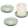 HofferRuffer Confezione da 3 piatti in vetro da 10 cm, portacandele rotondi per candele a pilastro, portacandele tealight, verde