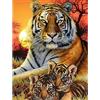 MOTGOM Diamond Painting Kit Completo Tigre e Cuccioli, 5D Diamond Painting, Disegni con Diamantini Colorati, Decorazione Murale per Casa e Pareti 30x40cm