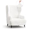 PAULATO - Copripoltrona con Orecchie 1 Posto Wing Chair Elasticizzato in Microfibra, Tessuto Antigraffio Lavabile in Lavatrice, Tecnologia Brevettata WavyTech, Bianco - Made in Italy