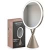 Cecotec Specchio Trucco Rotondo FaceCare Mirror. Con Lente Ingrandimento 10x e Luce LED Ricaricabile, 3 Intensita Luce, Angolo Regolabile, Pulsante Touch, Cavo Ricarica Tipo C per Make-Up Preciso X