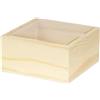 CALFOVERA Scatola Portaoggetti Quadrata In Legno 12×12×6cm PapayaWhip Scatola Regalo Non Rifinita con Design Scorrevole Coperchio In Plastica Trasparente Vetrina per Gioielli Contenitore per Riporre