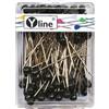 Yline Spilli da tappezziere, set di 100 pezzi con testa in plastica nera ca. 60 mm, spilli per gioielli, misura grande, 0717-SW