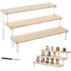 HAOMEEDUO Espositore in Acrilico e Legno a 3 Strati Espositore Stabile a Scala Legno Spositore Riser in Legno e Acrilico Display per Cupcake Dessert Rossetto Spezie Figure da Collezione (30x16x7cm)