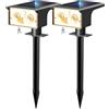 btfarm 2 Pezzi Faretti Solari a LED da Esterno con Sensore di Movimento, 3 Modalità Luci Solari da Giardino IP65 Impermeabile, 120° Faretto Lampade Solare Potenti per Cortile Prato, Bianco Caldo