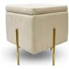 IlGruppone Pouf Contenitore in Velluto con Gambe in Metallo Oro - Poggiapiedi Moderno ed Elegante per Soggiorno, Camera e Ingresso - Beige