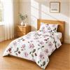 Homebliss Set Copripiumino 155x220 + 50x80 1PCS, Bianco Floreale Rosa