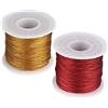 G2PLUS 200M Filo Dorato, 1 rotolo Filo d'oro+1 rotolo Spago Rosso 1MM Corda per Gioielli Filo di Spago Natalizio per la Creazione di Gioielli Regalo o Ornamenti per Alberi di Natale