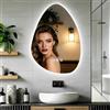 Keleef Armadietto a specchio di design a LED, a forma di goccia, con illuminazione intelligente, dimmerabile, 3000-6500 K, sensore touch, funzione anti-appannamento, per bagno, 70 x 50 cm