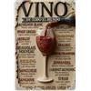 Papient Targa in metallo vintage con bicchiere di vino che versa, per casa, bar, giardino, interni ed esterni, decorazione da parete, poster retrò in metallo, 20 x 30 cm