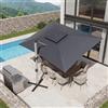 JUMMICO Ombrellone da Giardino Rettangolare 400x300cm,Parasole a Doppio Telo con Ventilazione Integrata,Struttura in Alluminio Antiruggine,Telo PU Impermeabile e Anti-UV,Regolabile in Altezza,Grigio
