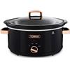 Tower T16019RG Slow Cooker Infinity con 3 Impostazioni di Cottura e Funzione Keep Warm per il Mantenimento del Calore, Elettrodomestici Cucina, 6,5 L, 270 W, Nero e Oro Rosa