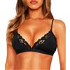 Navneet Bralette da donna in pizzo senza ferretto, triangolo, nero, M