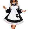 Caxndycing Costume da suora da donna giapponese anime abito Sissy Maid Dress 5 principessa grembiule in pizzo retrò tasche con balze con copricapo e polsini