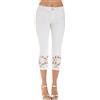 DeHolifer Jeans Pantaloni da Donna a 3/4 Pantalone Capri Bordo in Pizzo Pinocchietto in Denim Vita Elasticizzati Pinocchietti Estivi Leggeri Bermuda Cropped Casual Leggings Taglie Forti Abbigliamento